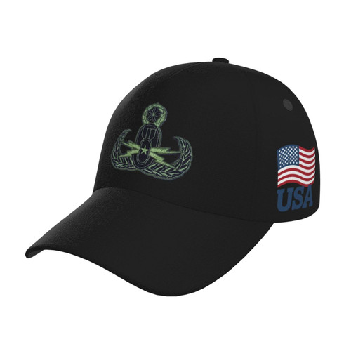 Tavos Veterans Owned EOD Badge Trucker Hat for Men - Baseball Snapback Cap American Flag