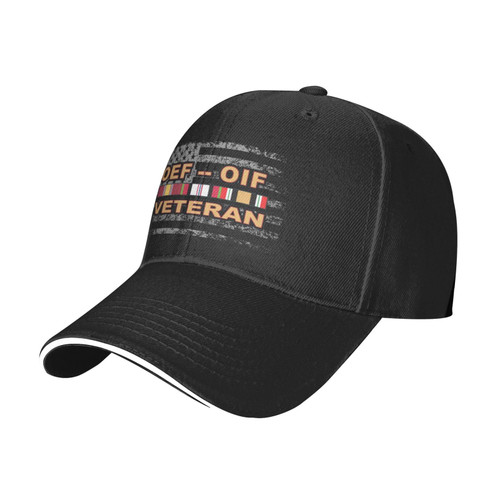 Operations Enduring Freedom (OEF) and Iraqi Freedom (OIF) Veteran Hat Baseball Cap Duck Tongue Cap Adult Sandwich Hat Black Operations Enduring Freedom (OEF) and Iraqi Freedom (OIF) Veteran Hat Baseball Cap Duck Tongue Cap Adult Sandwich Hat Black