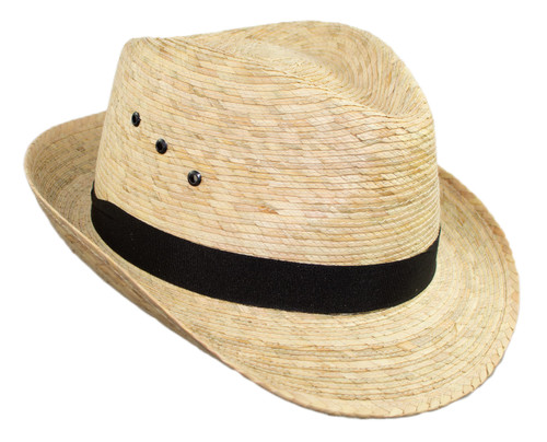 Rising Phoenix Industries Palm Leaf Straw Trilby Wide Brim Fedora Panama Sun Hat for Men or Women, UV UPF Protection (Light Natural, Large)