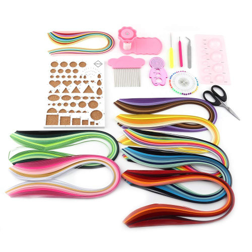 960 Strips Quilling Paper Strips, DIY Craft Quilling Tool Kit with Board Mould Crimper, Paper Quilling Tools for Paper Art Craft(3mm)
