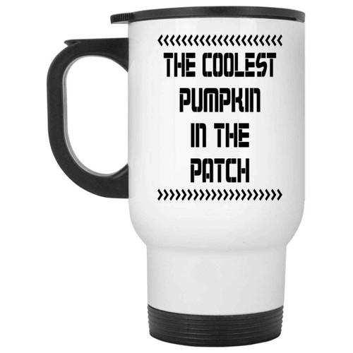 Pumpkin Lovers Gift, for Brother's Halloween - Sunglasses Wearing Pumpkin Man Design Quote, Large 14 Oz White Stainless Steel Travel Mug Pumpkin Lovers Gift, for Brother's Halloween - Sunglasses Wearing Pumpkin Man Design Quote, Large 14 Oz White Stainless Steel Travel Mug