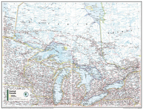 National Geographic Maps: Central Canada Wall Map - Compact - 21.5 x 16.25 inches