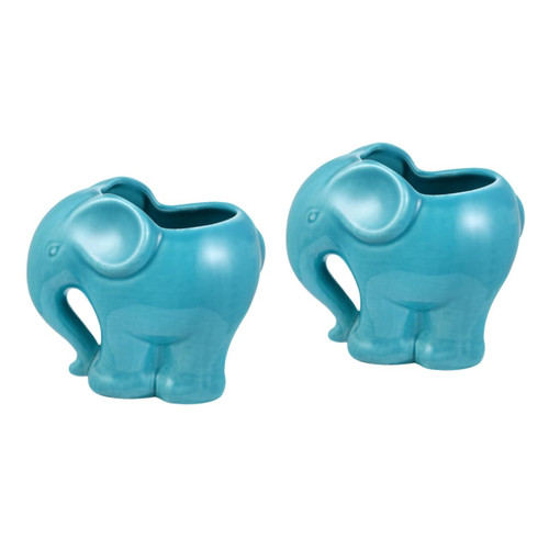 Happyyami 2pcs Elephant Ceramic Flower Pot Succulent Plant Pots Cute Succulent Pots Planters for Outdoor Plants Outdoor Flower Planters Plants Planting Container Small Desk Ceramics