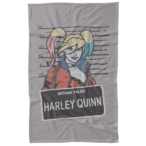 LOGOVISION Batman Blanket, 36"x58" The Harley Quinn Mugshot Fleece Blanket