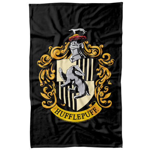 Harry Potter Hufflepuff House Crest Fleece Blanket 36" x 58",Hufflepuff Crest