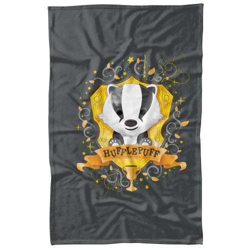 Harry Potter Watercolor Hufflepuff Crest Fleece Blanket 36" x 58"