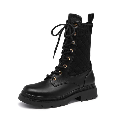 DREAM PAIRS Women's SDMB2217W Chunky Platform Combat Boots Lace Up Ankle Booties Lug Sole Mid Calf Boots,BLACK,Size 7.5 DREAM PAIRS Women's SDMB2217W Chunky Platform Combat Boots Lace Up Ankle Booties Lug Sole Mid Calf Boots,BLACK,Size 7.5