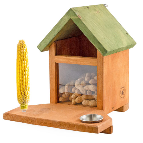 Uncle Dunkels Ultimate Squirrel and Chipmunk Feeder; Rustic Handmade Squirrel Food Box