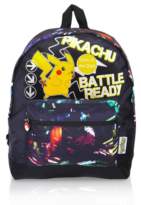 Pokemon Backpack Kids School Bag Boys Girls Teens Pikachu Eevee Pokeball (Black)