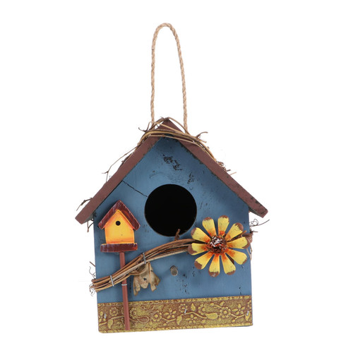 KONTONTY The Bird's Nest Birdhouse Outside Outdoor Bird House Mini Bird House Woodsy Decor Bird Parrot Feeder House Birdcage Decor Wood Bird Out Door Decor Yard Parrot House Wooden Sparrow