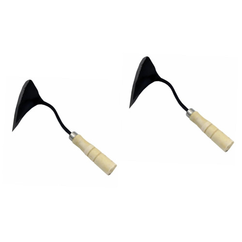 Yardwe 2pcs Crooked Triangular Pick Removing Tools Plant Cultivator Hoe Scuffle Hoe Garden Edger Weeder Planting Pickaxe Fork Hoe Hand Sickle Garden Tool Weedeater Dandelion Triangle Wood