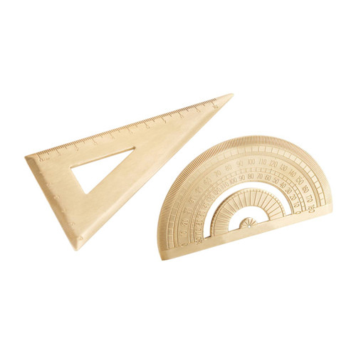 Operitacx 3 Sets Triangular Ruler Practical Protractor Cross Stitc Math Lesson Ruler Drawing Protractor Measuring Ruler Painting Triangle Ruler Metal Student Vintage Semicircle