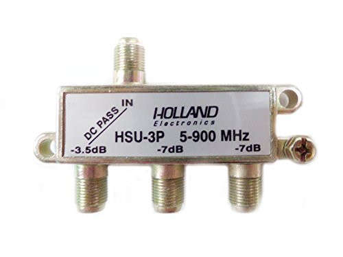 Digiwave HSU-3P 3-Way Splitter, (5-900 MHz), Power Passing One Port, CATV(2 Pack/Order)