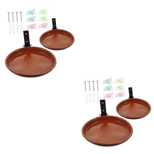 Yardwe 2 Sets Wall Mounted Bird Feeder Farm Bird Feeder Deck Rail Bird Bath Deck Bird Bath Bird Feeder Tree Mounted Bird Feeding Station Bird Food Container Birds Hanging Plastic