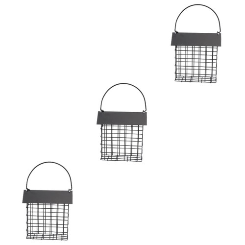 GANAZONO 3 Pcs Square Bird Feeder Parrot Feeding Bowl Hummingbird Feeder Bird Cage Feeder Bird Feeder Outdoor Bird Feeder Birds Hanging Feeder Suet Iron Birdcage Oil Rack