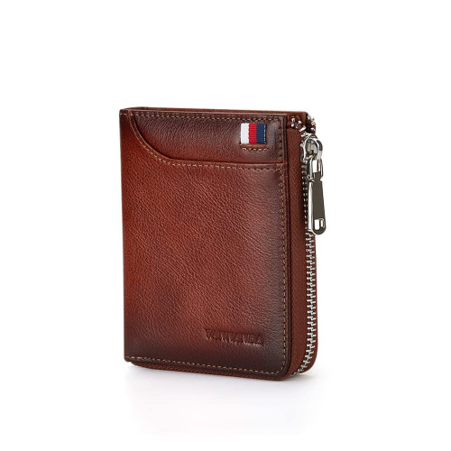 VANNANBA Wallets for Men RFID Genuine Leather Slim Mens Wallet with Front Pocket (brown)