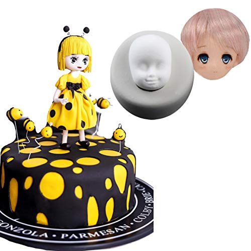 Anyana barbie doll face mold Silicone Cupcake Baking Molds party Fondant molds cartoon Cake Decorating Tools Gumpaste Chocolate Candy Clay Moulds Non stick easy to use