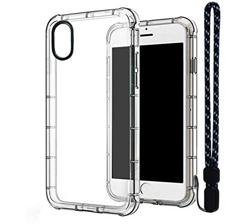 Calmpal iPhone Xr Case,Clear TPU Ultra Slim Reinforced Frame Crystal Clear Shock-Absorption Flexible Soft TPU Bumper with Wrist Strap for iPhone XR(6.1")