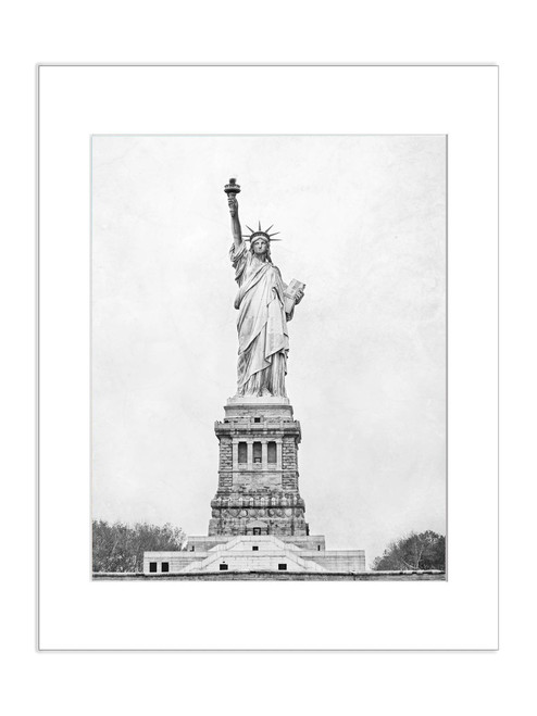 Statue Of Liberty New York 5x7 Inch Print Black and White Matted to 8x10 Urban Photograph