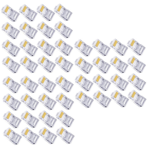 OSALADI 300 PCS Through Hole Network Crystal connectors for Wiring Patch Cable Crimp connectors cat 6 Cable Ends cat 5 Ends Pass Through Ethernet Insert Network Plug for Solid Wire