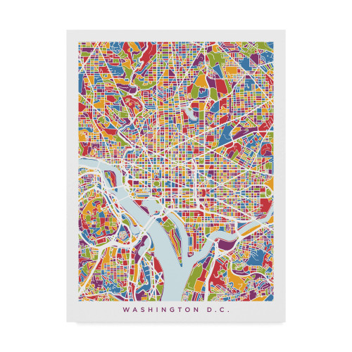 Trademark Fine Art Washington DC Street Map II by Michael Tompsett, 14x19 Trademark Fine Art Washington DC Street Map II by Michael Tompsett, 14x19