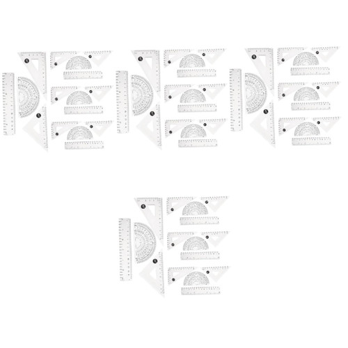 TEHAUX 16 Sets Transparent 15cm Ruler Math Ruler Transparent Ruler Protractor and Compass Ruler 12 Inch Math Measuring Tool 6 Inch Ruler School Rulers Plastic Scale Office Triangle Board