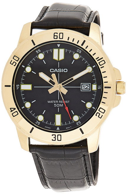Casio MTP-VD01GL-1EV Men's Enticer Gold Tone Leather Band Black Dial Casual Analog Sporty Watch Casio MTP-VD01GL-1EV Men's Enticer Gold Tone Leather Band Black Dial Casual Analog Sporty Watch