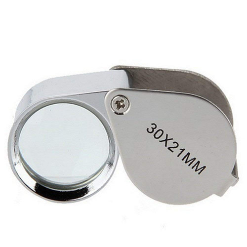 RAUGAJ Magnifiers,Magnifying Glass 30X Hd Lens Metal Folding Portable Handheld Glass Lens Identification Magnifier