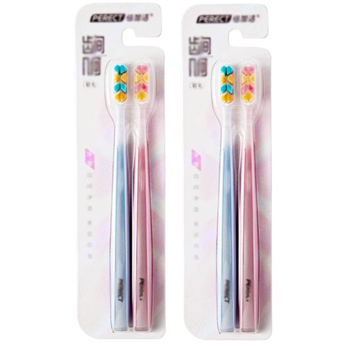 ZUMAHA Compact Ultra Soft Toothbrush for Adult/Pregnancy/Junior, Micro Nano Manual Toothbrush with 10000 Bristle, Pack of 4 Toothbrushes Ergonomic