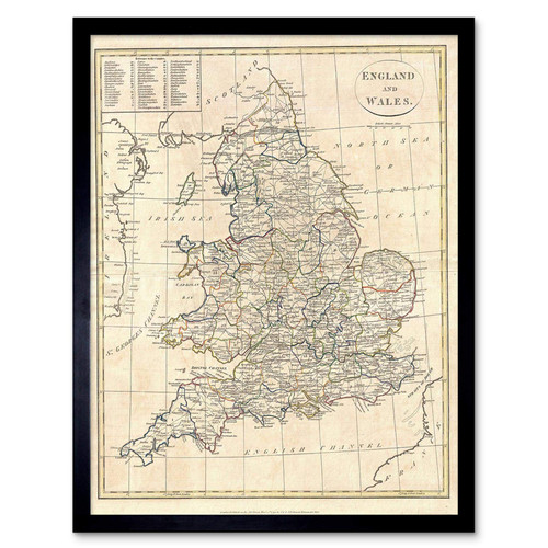 Wee Blue Coo 1799 Clement Cruttwell Map England Vintage Art Print Framed Poster Wall Decor 12x16 inch Wee Blue Coo 1799 Clement Cruttwell Map England Vintage Art Print Framed Poster Wall Decor 12x16 inch