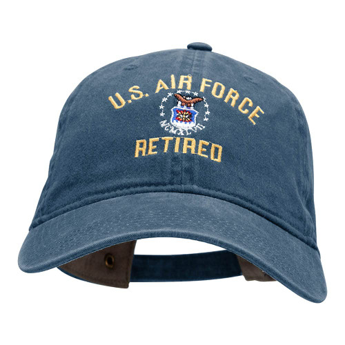 e4Hats.com U.S. Air Force Retired Embroidered Washed Pigment Dyed Cap - Navy OSFM