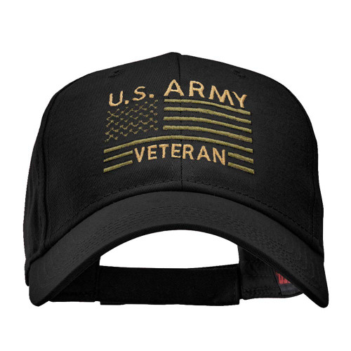 e4Hats.com US Army Veteran Embroidered Low Profile Cotton Twill Cap - Black OSFM