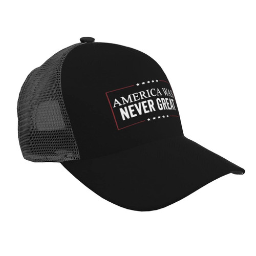 Zahika America was Never Great Trucker Hat - Mesh Baseball Snapback Cap for Men Or Women Outdoors Black