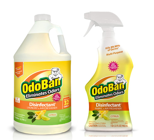 OdoBan Ready-to-Use Disinfectant and Odor Eliminator, Set of 2, 32 oz Spray and 1 Gallon Concentrate, Citrus Scent