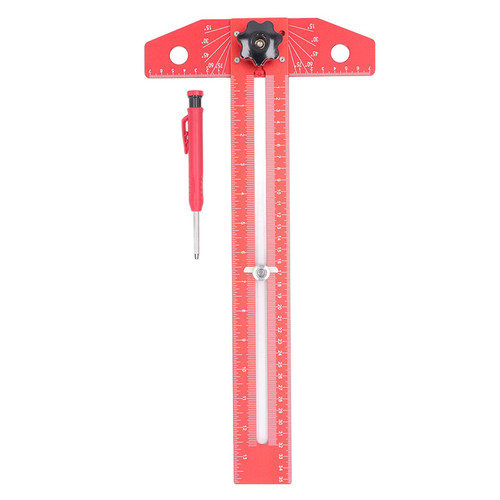 Woodworking Scriber T Square Ruler, Aluminum AlloyRuler with Metric Imperial Double Scale, Multi Angle Measurement Layout and Measuring Tools for Carpenter Work