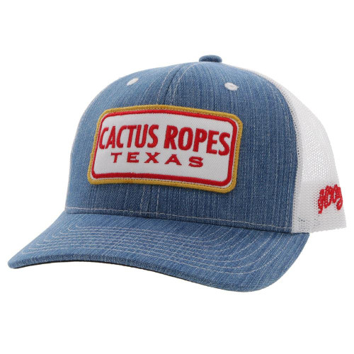 HOOEY Youth 'Cactus Ropes' Adjustable Snapback Hat (Denim/White/White Patch)