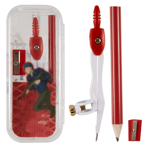 Compass Geometry Geometry Set Math Tool Kit with Compasses Protractor Pencil Eraser Triangle Math Set with Storage Box for Drawing Measuring Tool Drawing Compass (Color : A)