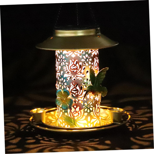 Milisten Solar Bird Feeder Bird Feeders Outdoors Bird Feeding Container Hanging Bird House with Light Garden Bird Feeder Bird Food Container Solar Lantern Nimh Batteries Automatic Squirrel