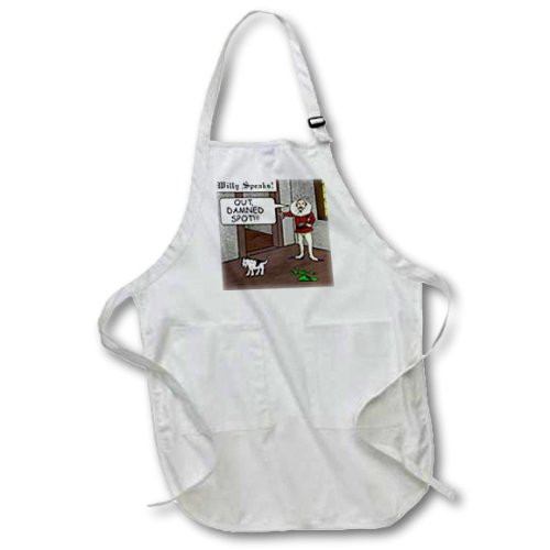 3dRose apr_23200_2 Out Damned Spot Humor Shakespeare Cartoon Medium Length Apron, 22 by 24", with Pouch Pockets