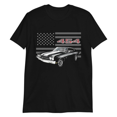JG Infinite Black 1970 Chevelle 454 SS Muscle Car Owner Short-Sleeve Unisex T-Shirt