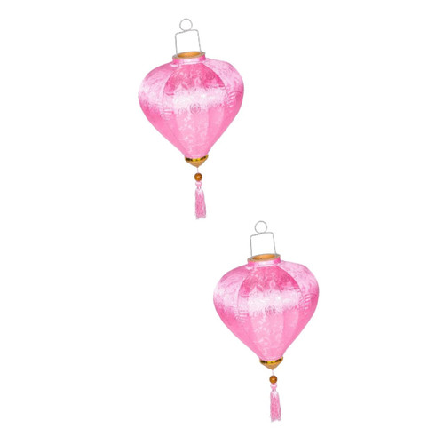 OSALADI 2pcs 12 Japanese Lantern Lamp Hanging Silk Lantern Foldable Festive Lamp Chinese Oval Lanterns Japanese Hanging Lantern Autumn Lanterns Retro Decor Diamond Fabric Flowers 3d