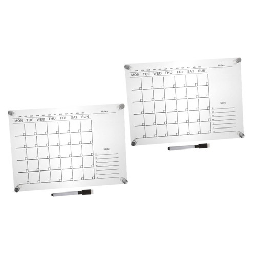 Operitacx 2pcs Acrylic Dry Erase Board Dry Erase Weekly Calendar Fridge Dry Erase Board Dry Erase Board Planner Office White Board Students Message Board Three-dimensional Display Board