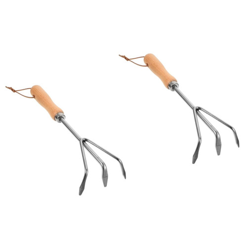Happyyami 2pcs Plant Growing Tools Handrake Garden Tool Cultivation Tool Soil Rake for Seeding Transplanting Rake Hand Cultivator Planting Digging Tools Rakes Small Vegetable Stainless Steel