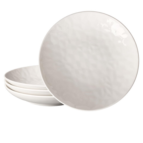 Creativity Home Porcelain Pasta Bowls 17 OZ, Large Salad Bowls and Serving Bowls, Soup Bowl, Ceramic Pasta Plates, Set of 4, White (8.1 INCH)