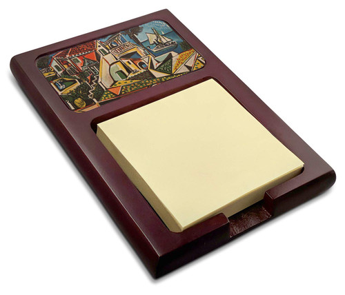 Mediterranean Landscape by Pablo Picasso Red Mahogany Sticky Note Holder