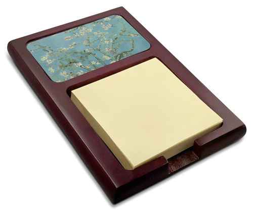 Almond Blossoms (Van Gogh) Red Mahogany Sticky Note Holder