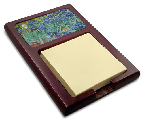 Irises (Van Gogh) Red Mahogany Sticky Note Holder