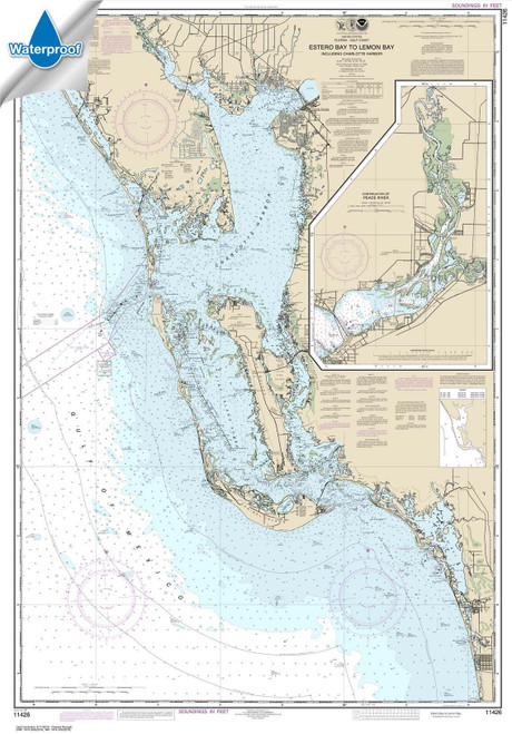 NOAA Chart 11426: Estero Bay to Lemon Bay: Including Charlotte Harbor; Continuation of Peace River, 33.7 X 48.3, Waterproof