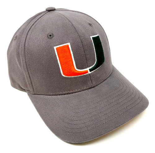 Solid Grey UM University of Miami Hurricanes MVP Logo Adjustable Curved Bill Hat