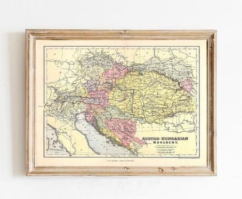 MG Global Historical Poster of 1888 map of Austro Hungarian Empire | 11x17 12x18 16x24 24x36 Unframed Wall Art for Gift | Vintage Antique Rustic Print for Decor
